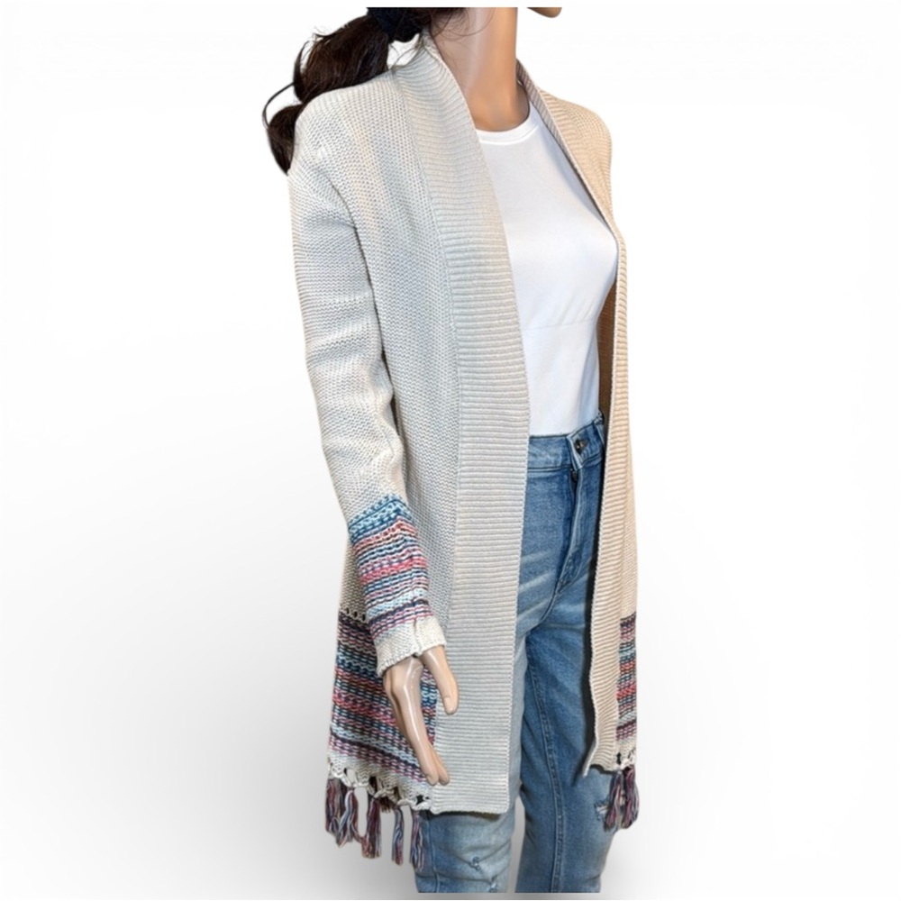 Roxy Cream Knit Fringe Cardigan Size‎ M